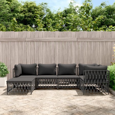 Juego de muebles de jardín 6 pzas con cojines acero antracita de vidaXL, Conjuntos de jardín - Ref: Foro24-3186893, Precio: 5...
