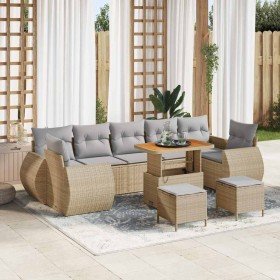 Conjunto de sofá de jardín con cojín 10 pcs beige y gris claro en Sofás de exterior | Comprar online en Foru.es