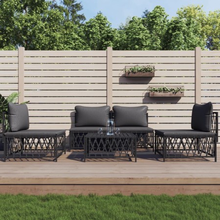 Juego muebles de jardín 5 pzas y cojines acero gris antracita de vidaXL, Conjuntos de jardín - Ref: Foro24-3186833, Precio: 4...