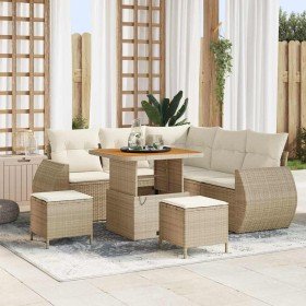 Conjunto de sofá de jardín 8 pcs Beige y Crema ratán sintético en Sofás de exterior | Comprar online en Foru.es
