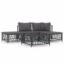 Juego muebles de jardín 5 pzas y cojines acero gris antracita de vidaXL, Conjuntos de jardín - Ref: Foro24-3186851, Precio: 3...