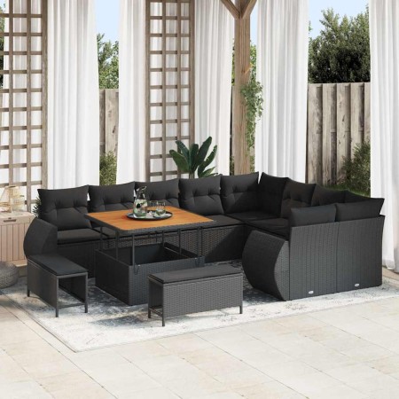 Conjunto de sofá de jardín con cojín 12 pcs Negro en Sofás de exterior | Comprar online en Foru.es