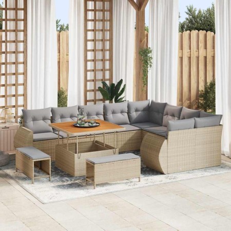 Conjunto de sofá de jardín con cojín 12 pcs Beige y Gris Claro en Sofás de exterior | Comprar online en Foru.es