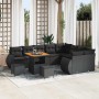 Conjunto de sofá de jardín 12 pcs Negro Rattan de Poliéster en Sofás de exterior | Comprar online en Foru.es