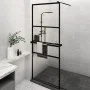 Shower screen with ESG glass shelf and black aluminum 80x195 cm by vidaXL, Shower walls and screens - Ref: Foro24-3185447, Pr...
