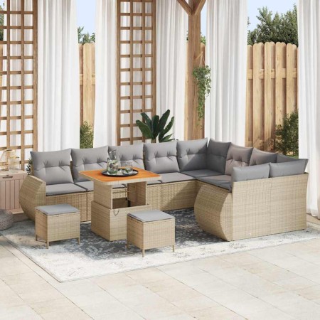 Conjunto de sofá de jardín con cojín 12 pcs beige y gris claro en Sofás de exterior | Comprar online en Foru.es
