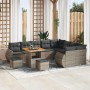 Conjunto de sofá de jardín 12 pcs Gris Rattan de Poliéster en Sofás de exterior | Comprar online en Foru.es