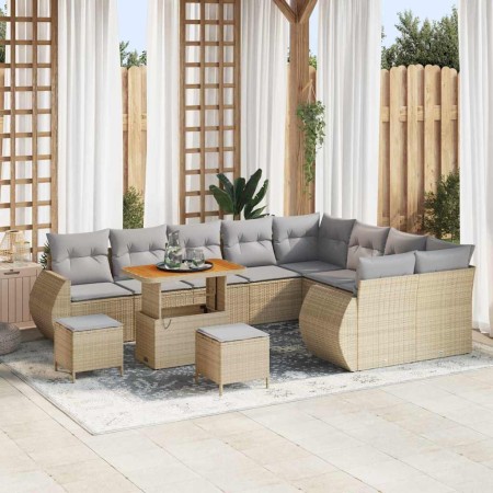 Conjunto de sofá de jardín con cojín 12 pcs Beige y Gris Claro en Sofás de exterior | Comprar online en Foru.es