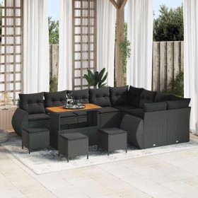 Conjunto de sofá de jardín con cojín 13 pcs Negro en Sofás de exterior | Comprar online en Foru.es