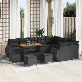 Conjunto de sofá de jardín con cojín 13 pcs Negro en Sofás de exterior | Comprar online en Foru.es