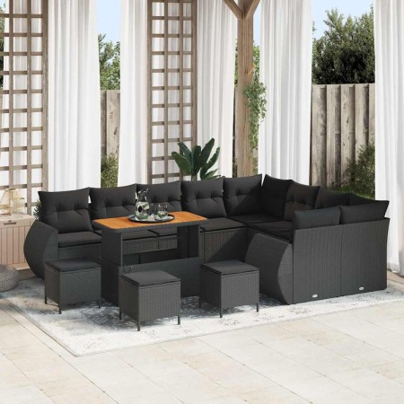 Conjunto de sofá de jardín con cojín 13 pcs Negro en Sofás de exterior | Comprar online en Foru.es