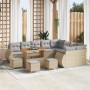 Conjunto de sofá de jardín con cojín 13 pcs Beige y Gris Claro en Sofás de exterior | Comprar online en Foru.es