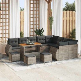 Conjunto de sofá de jardín 13 pcs Gris Rattan de Poliéster en Sofás de exterior | Comprar online en Foru.es