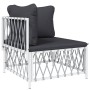 Juego de muebles de jardín 6 piezas con cojines acero blanco de vidaXL, Conjuntos de jardín - Ref: Foro24-3186874, Precio: 38...