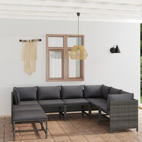 Set de muebles de jardín 8 pzas y cojines ratán sintético gris en Conjuntos de jardín | Comprar online en Foru.es