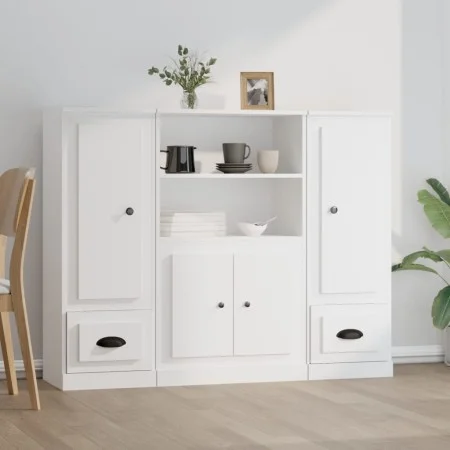 Tall sideboards 3 pieces white plywood by vidaXL, Sideboards - Ref: Foro24-3185311, Price: 219,47 €, Discount: %