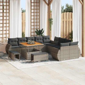 Conjunto de sofá de jardín con cojín 13 pcs Gris en Sofás de exterior | Comprar online en Foru.es