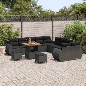 Conjunto de sofá de jardín con cojín 13 pcs Negro en Sofás de exterior | Comprar online en Foru.es