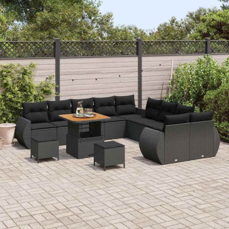 Conjunto de sofá de jardín con cojín 13 pcs Negro en Sofás de exterior | Comprar online en Foru.es