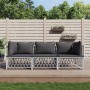 Juego de muebles de jardín 3 piezas con cojines acero blanco de vidaXL, Conjuntos de jardín - Ref: Foro24-3186816, Precio: 20...