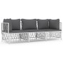 Juego de muebles de jardín 3 piezas con cojines acero blanco de vidaXL, Conjuntos de jardín - Ref: Foro24-3186816, Precio: 20...
