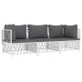 Juego de muebles de jardín 3 piezas con cojines acero blanco de vidaXL, Conjuntos de jardín - Ref: Foro24-3186816, Precio: 20...