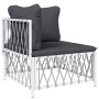 Juego de muebles de jardín 3 piezas con cojines acero blanco de vidaXL, Conjuntos de jardín - Ref: Foro24-3186816, Precio: 20...