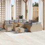 Conjunto de sofá de jardín con cojín 13 pcs beige y gris claro en Sofás de exterior | Comprar online en Foru.es
