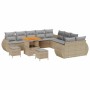 Conjunto de sofá de jardín con cojín 13 pcs beige y gris claro en Sofás de exterior | Comprar online en Foru.es