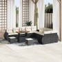 Conjunto de sofá de jardín con cojín 13 pcs Negro y crema en Sofás de exterior | Comprar online en Foru.es
