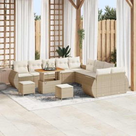 Conjunto de sofá de jardín con cojín 13 pcs beige y crema en Sofás de exterior | Comprar online en Foru.es