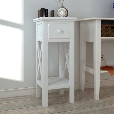 Mesita auxiliar con cajón blanca de vidaXL, Mesas auxiliares - Ref: Foro24-241147, Precio: 79,28 €, Descuento: %