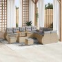 Conjunto de sofá de jardín con cojín 13 pcs beige y gris claro en Sofás de exterior | Comprar online en Foru.es