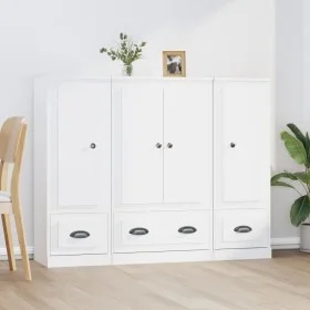 Hohe Sideboards, 3 Stück, weißes Sperrholz von vidaXL, Sideboards - Ref: Foro24-3185295, Preis: 226,20 €, Rabatt: %