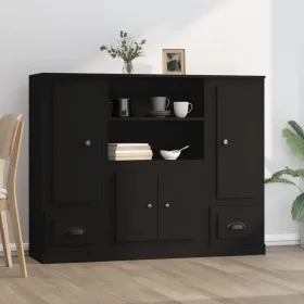 Aparadores altos 3 piezas madera contrachapada negro de vidaXL, Aparadores - Ref: Foro24-3185312, Precio: 208,60 €, Descuento: %