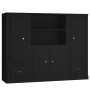 Aparadores altos 3 piezas madera contrachapada negro de vidaXL, Aparadores - Ref: Foro24-3185312, Precio: 214,90 €, Descuento: %