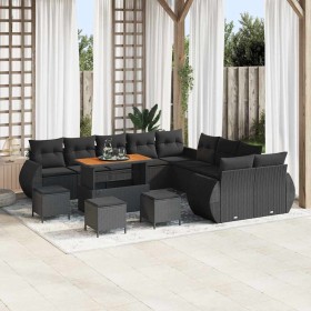 Conjunto de sofá de jardín con cojín 14 pcs Negro en Sofás de exterior | Comprar online en Foru.es
