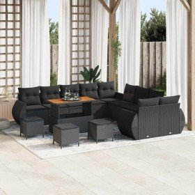 Conjunto de sofá de jardín con cojín 14 pcs Negro en Sofás de exterior | Comprar online en Foru.es
