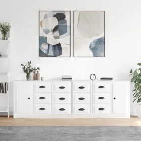 Aparadores 3 uds madera contrachapada blanco brillo de vidaXL, Aparadores - Ref: Foro24-3185289, Precio: 261,58 €, Descuento: %