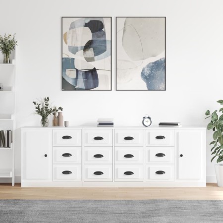 Aparadores 3 uds madera contrachapada blanco brillo de vidaXL, Aparadores - Ref: Foro24-3185289, Precio: 265,89 €, Descuento: %