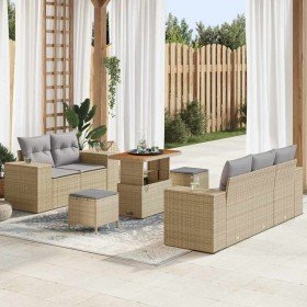 Conjunto de sofá de jardín con cojín 8 pcs Beige y Gris Claro en Sofás de exterior | Comprar online en Foru.es