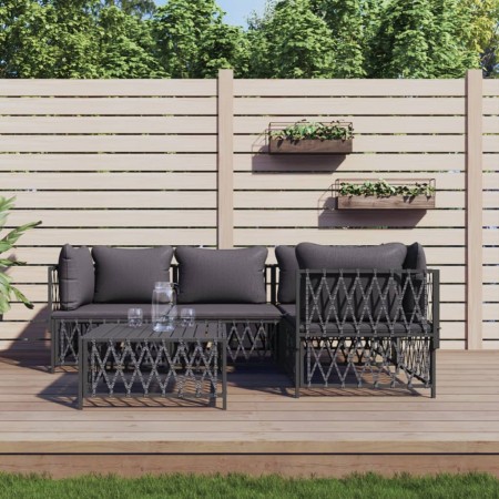 Juego de muebles de jardín 5 pzas y cojines acero antracita de vidaXL, Conjuntos de jardín - Ref: Foro24-3186871, Precio: 415...