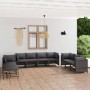 Set de muebles de jardín 10 pzas y cojines ratán sintético gris en Conjuntos de jardín | Comprar online en Foru.es