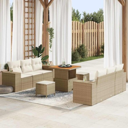 Conjunto de sofá de jardín con cojín 9 pcs Beige y Crema en Sofás de exterior | Comprar online en Foru.es