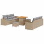 Conjunto de sofá de jardín con cojín 9 pcs Beige y Gris Claro en Sofás de exterior | Comprar online en Foru.es