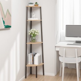 Estantería esquinera de 4 niveles marrón claro y negro 45,5x31,5x150 cm en Librerías y estanterías | Comprar online en Foru.es