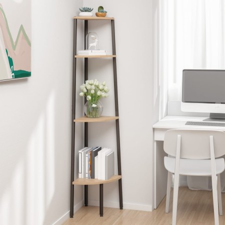 Estantería esquinera de 4 niveles marrón claro y negro 45,5x31,5x150 cm en Librerías y estanterías | Comprar online en Foru.es