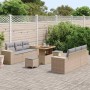 Conjunto de sofá de jardín con cojín 9 pcs Beige y Gris Claro en Sofás de exterior | Comprar online en Foru.es