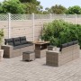 Conjunto de sofá de jardín 9 pcs Gris Rattan de Poliéster en Sofás de exterior | Comprar online en Foru.es