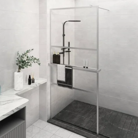 Shower screen with ESG glass shelf and chrome aluminum 80x195 cm by vidaXL, Shower walls and screens - Ref: Foro24-3185491, P...